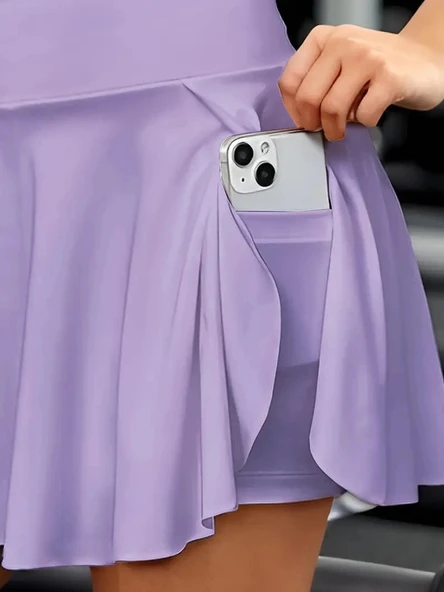 MDB Kadın Yüksek Bel Cepli Sandy Short Etek - Resim 3