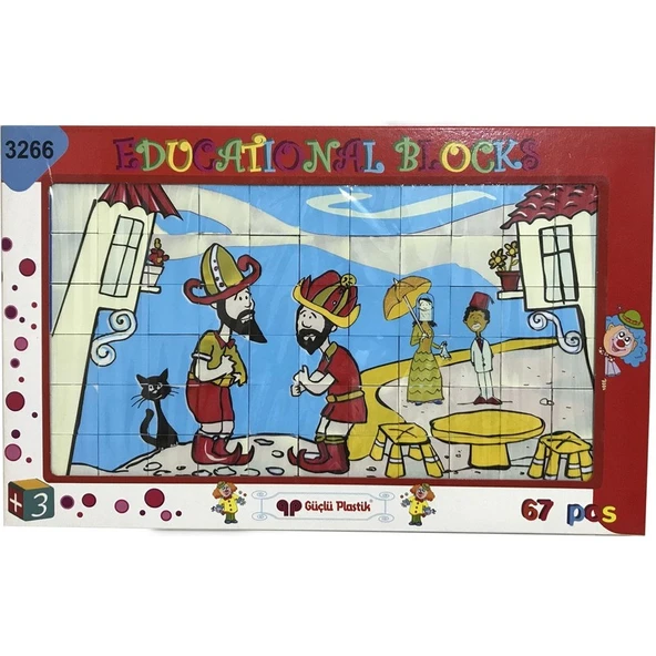 Güçlü Plastik Karagöz Hacivat Temalı 67 Parça Küp Puzzle