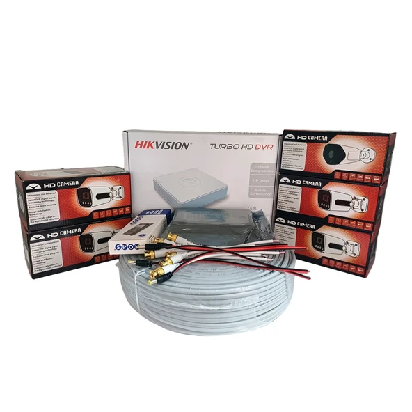 Hikvision 5’li Full HD Güvenlik Kamerası Seti Renkli Gece Görüşlü, Olay Anında Bildirim ürün görseli