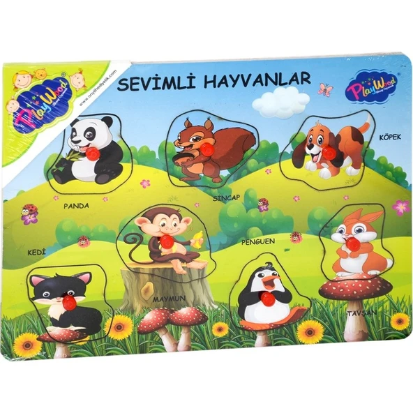 Playwood Ahşap Tutmalı Sevimli Hayvanlar Puzzle ürün görseli 1