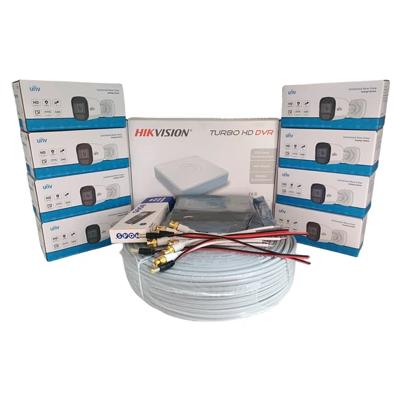 Hikvision 8'li Güvenlik Kamerası Seti, Mikrofonlu, Uzaktan İzleme, Olay Anında Bildirim ürün görseli