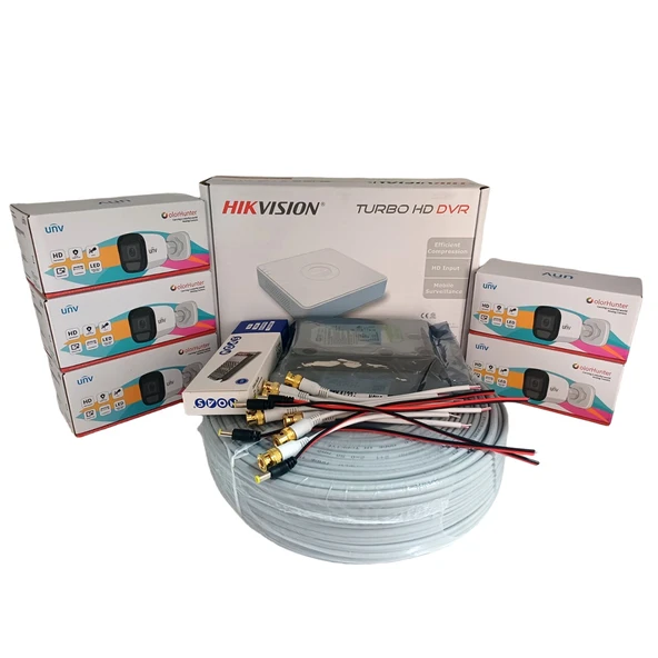 Hikvision 5’li Full HD Güvenlik Kamerası Seti Renkli Gece Görüşlü, Mikrofonlu, Olay Anında Bildirim ürün görseli