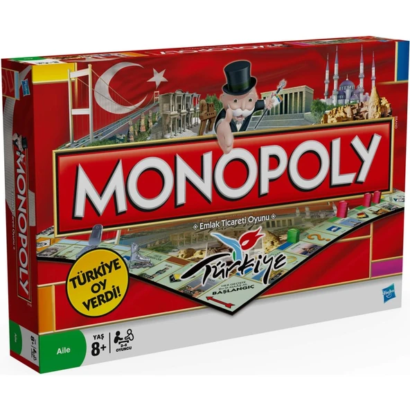 Hasbro Gaming Monopoly Türkiye Strateji Oyunu 2-6 Oyuncu İçin 8-12 Yaş ve Üstü