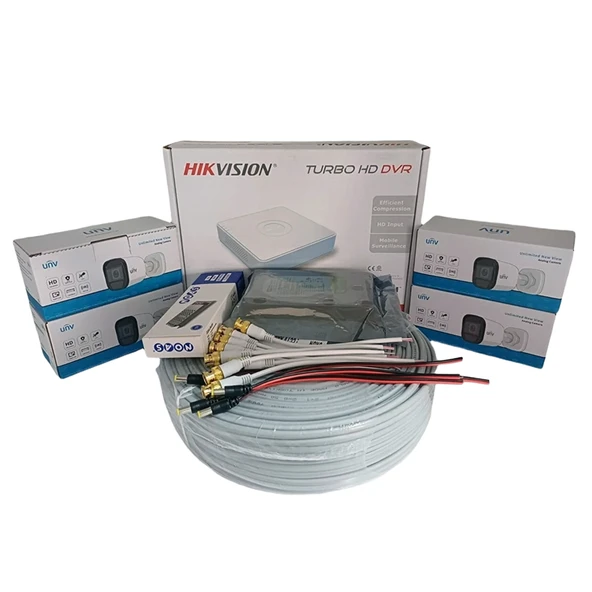 Hikvision 4'lü Güvenlik Kamerası Seti, Mikrofonlu, Uzaktan İzleme, Olay Anında Bildirim ürün görseli