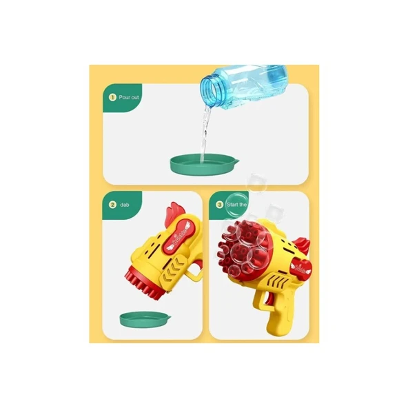 Asya Oyuncak Deposu Işıklı Pilli Köpük Baloncuk Makinesi Tabancası - 3