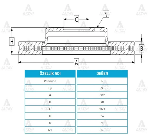FREN DİSKİ SORENTO 02-10 / ÖN HAVALI 302-5 51712 3E000 (2 ADET) ürün görseli