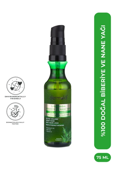 Dermokil %100 Doğal Saç Güçlendirici Biberiye ve Nane Yağı 75 ml ürün görseli 1