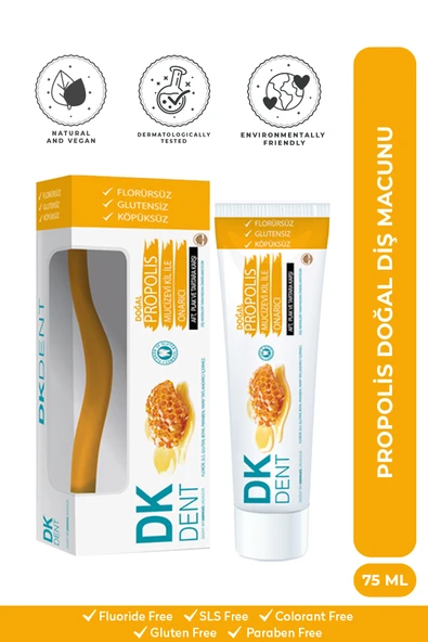 DKDENT Doğal Propolis Özlü Florürsüz Diş Macunu (Fırçalı) 75 ml ürün görseli 1