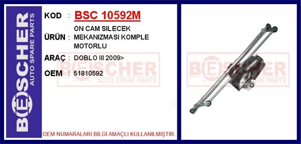 ÖN CAM SILECEK MEKANIZMASI FIAT DOBLO III 10 MOTORLU 51810592 ürün görseli 1