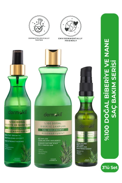 Dermokil %100 Doğal Biberiye Ve Nane Suyu Saç Bakım Serisi ürün görseli 1