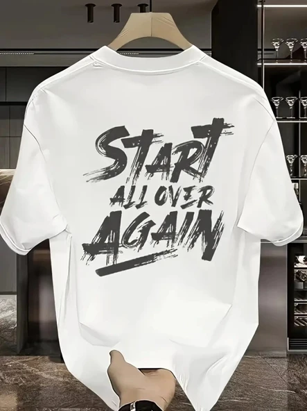 MDB Baskılı Oversize Bisiklet Yaka Tshirt  Beyaz ürün görseli 1