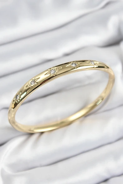 Pirinç Zirkon Taşlı Kutup Yıldızı Model Gold Renk Kadın Kelepçe - TJ-BB7570 ürün görseli