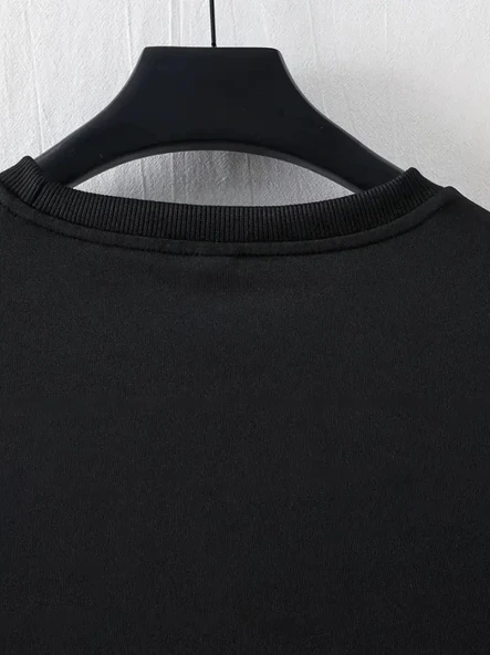 MDB Baskılı Oversize Bisiklet Yaka Tshirt  iyah - Resim 2