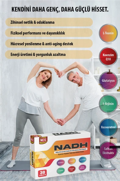 Ncs Nadh Safran Koenzim Q10 Glutatyon Teanin L-Arjinin Resveratrol 30 Tablet L-Sitrulin D-Riboz ürün görseli