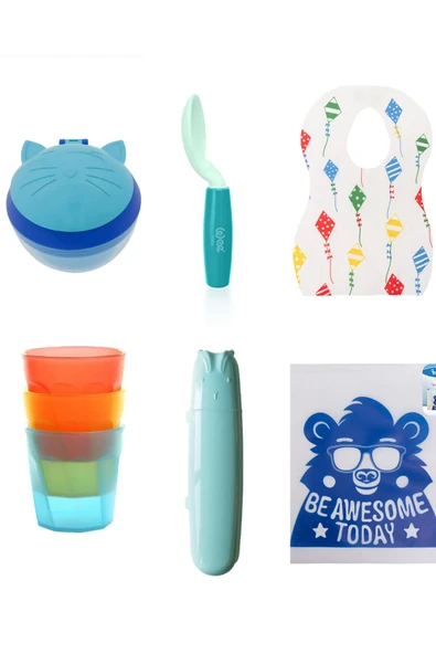 mycey 5 Parça Baby Boy Beslenme Zamanı+Su Geçirmez Kilitli Çanta