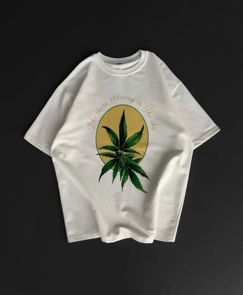 MDB Ön Ve Arka Baskılı Oversize Bisiklet Yaka Tshirt Beyaz ürün görseli 1