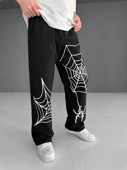 MDB İki İplik Kumaş Örümcek Baskılı Esofman  iyah ürün görseli 1