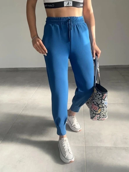 MDB Kadın Uzun Kol V Yaka Kapüşon Detay Sweat Ve Yüksel Bel Eşofman Ikili Takım - Resim 2