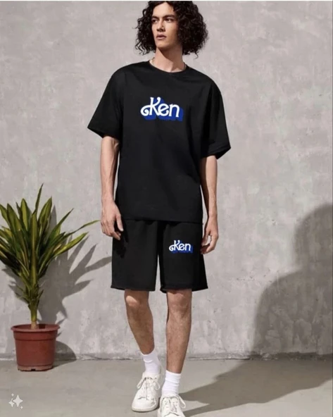 MDB Erkek Baskılı İkili Şort Takım  iyah ürün görseli 1