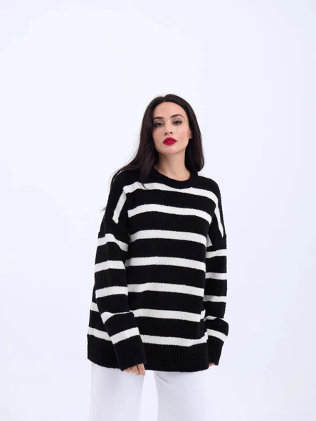 MDB 43111 TRİKO ÇİZGİLİ SALAŞ KAZAKSİYAHEKRU - Resim 5