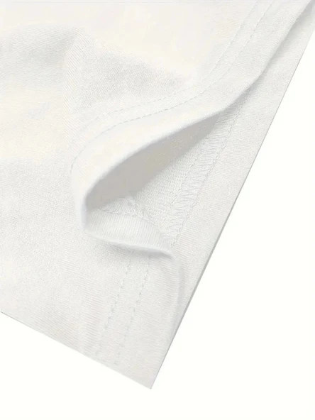 MDB Baskılı Oversize Bisiklet Yaka Tshirt  Beyaz - Resim 3