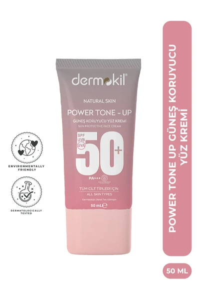 Dermokil Power Tone-Up Ton Eşitleyici SPF 50+ Güneş Koruyucu Yüz Kremi 50 ml