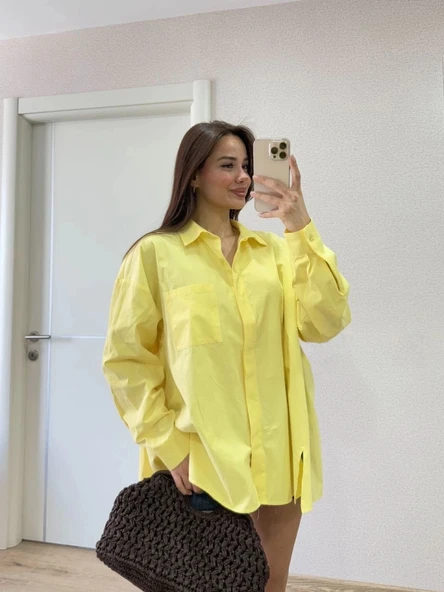 MDB Yakalı Yandan Yırtmaçlı Gömlek  arı - Resim 3