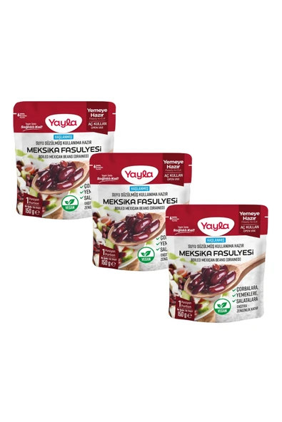 Yayla Haşlanmış Suyu Süzülmüş Meksika Fasulyesi 150 gr X3 - 1