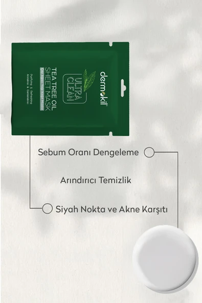 Dermokil Çay Ağacı Yağı Kağıt Yüz Maskesi - Arındırıcı ve Akne Karşıtı 20 ml - 3