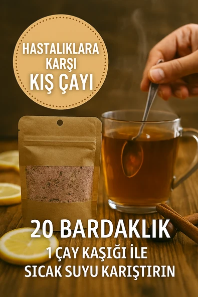 Doğal Karışım Kış Çayı,Nane, Limon, Okaliptus, Dut, Zencefil, Kuşburnu,Pancar Şekeri 20 bardaklık ürün görseli