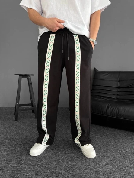 MDB İki İplik Kumaş Şeritli Alt Esofman  iyah - Resim 4