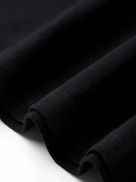 MDB Baskılı Oversize Bisiklet Yaka Tshirt  iyah - Resim 3