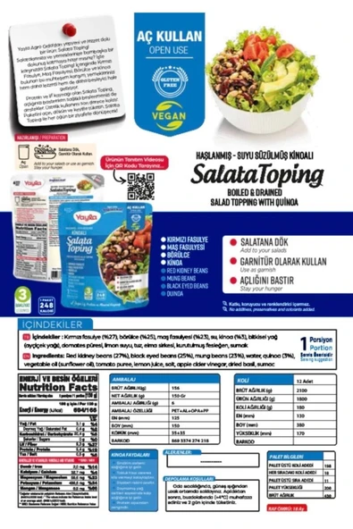 Yayla Haşlanmış Suyu Süzülmüş Kinoalı Salata Toping 150 gr - 2