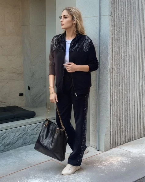 MDB Kadın Iki Iplik Kumaş Pul Ve Fermuar Detaylı Ikili Takım ürün görseli 1