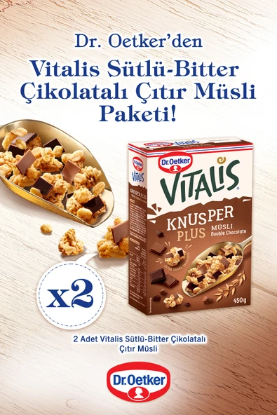 Dr. Oetker 2'li Vitalis Çıtır Müsli Sütlü-bitter Çikolatalı 450 gr