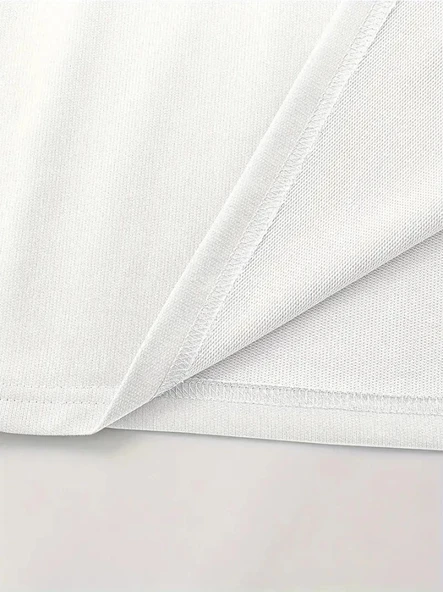 MDB Baskılı Oversize Bisiklet Yaka Tshirt  Beyaz - Resim 2