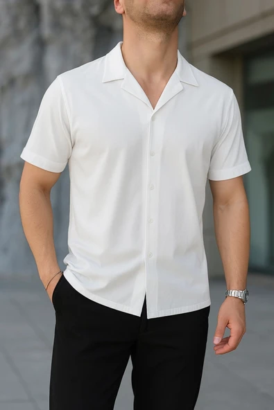 MDB İki İplik Kumaş  Gömlek  Beyaz - Resim 2