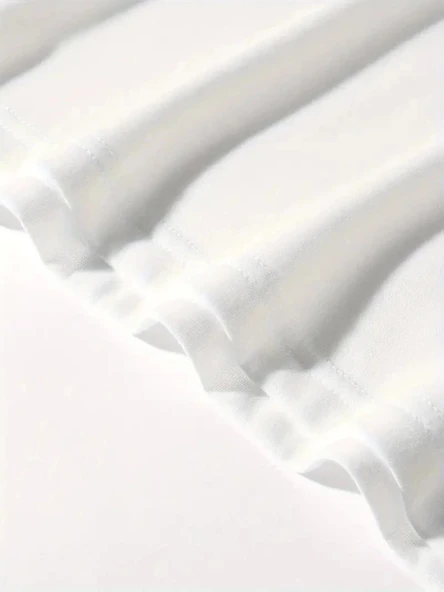 MDB Baskılı Oversize Bisiklet Yaka Tshirt  Beyaz - Resim 3