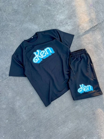 MDB Erkek Baskılı İkili Şort Takım  iyah - Resim 2