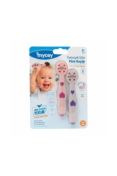 mycey Yumuşak Uçlu Püre Kaşığı 2'li Pembe - 2
