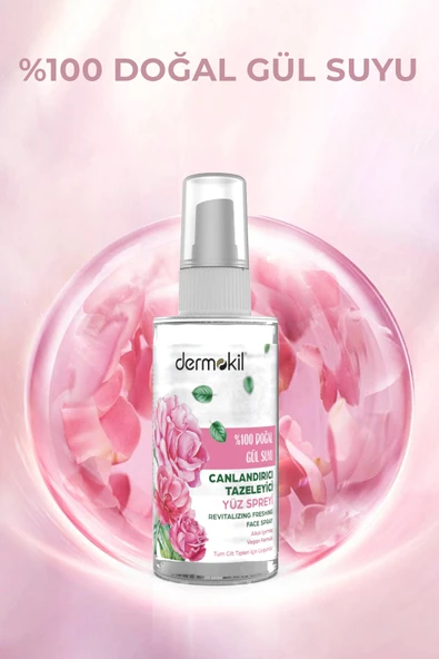 Dermokil %100 Doğal Gül Suyu Canlandırıcı ve Tazeleyici Yüz Spreyi 50 ml - 2