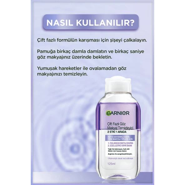 Garnier Çift Fazlı Göz Makyaj Temizleyicisi 2 Etki 1 Arada 125ML - Resim 4