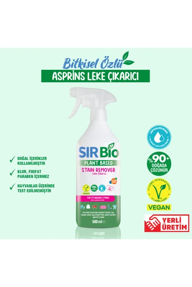 SIR Bio Bitkisel Özlü Asprins Leke Çıkarıcı Güçlü Formül 500 ml