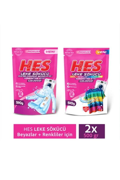 Hes Leke Sökücü Beyazlar/Renkliler 500GrX2 Adet