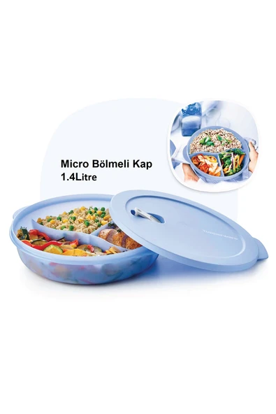 Tupperware Bölmeli Mikrodalga Fırın Isıtma Kabı 1.4 Lt Mikro Tabak YENİ RENK