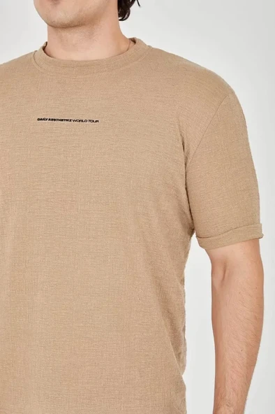 MDB Unisex Jakar Kumaş lim Fit Thirt  Kahverengi - Resim 2