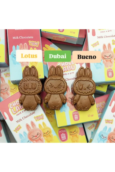 CHOCOLABU Labubu %100 Belçika Çikolatası 24x35Gr-Dubai Cream/Bueno/Lotus Biscoff - 2