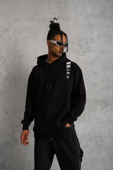 MDB Unisex Kapşonlu Uzun Kol Baskılı weetshirt  iyah ürün görseli 1