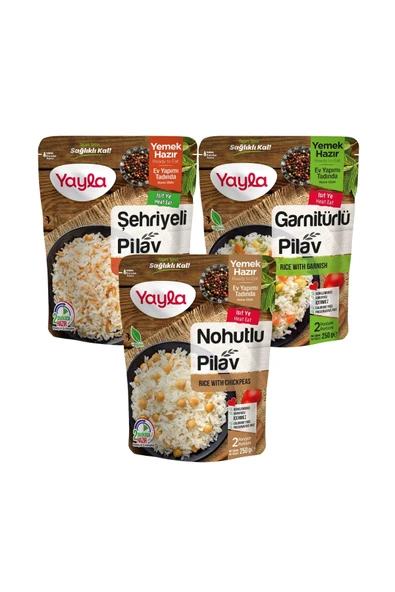 Yayla Yemek Hazır Pirinç Pilavı 3'lü Karma Paket