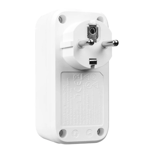 S-link SL-010 16A/250V 750 Joule Anahtarlı Isıya Duyarlı Devre ve Akım Korumalı Tekli Priz S-link - Resim 3